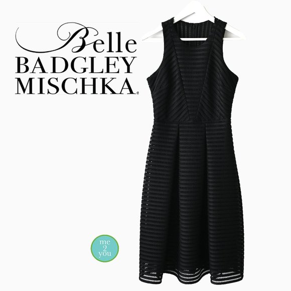 BELLE BADGLEY MISCHKA Black Sleeveless Crochet Mesh Dress - Size 4 - Picture 3 of 11